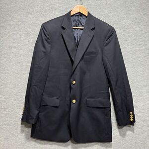 Brooks Brothers 346 Mens Navy Blue Wool Blazer 41L Sport Coat 2 Gold Button